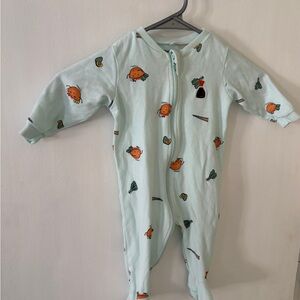 2/12$Mint Green Kids One Piece with Orange Print